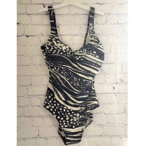 **Gottex** Blue One Piece Swimsuit  Black & White